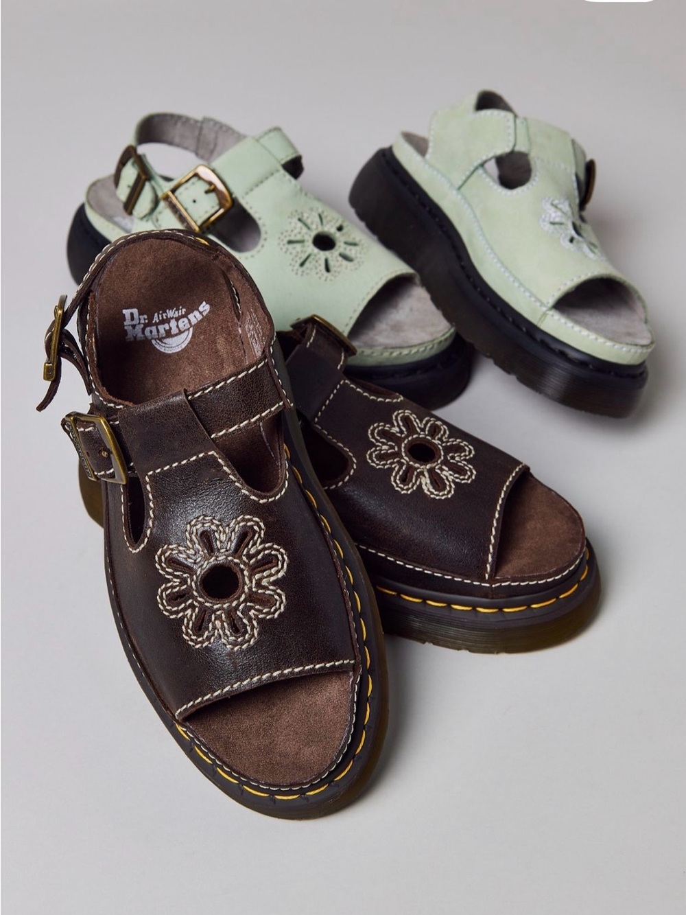 Dr. Martens Brown Floral Leather Sandals - Picture 2 of 6